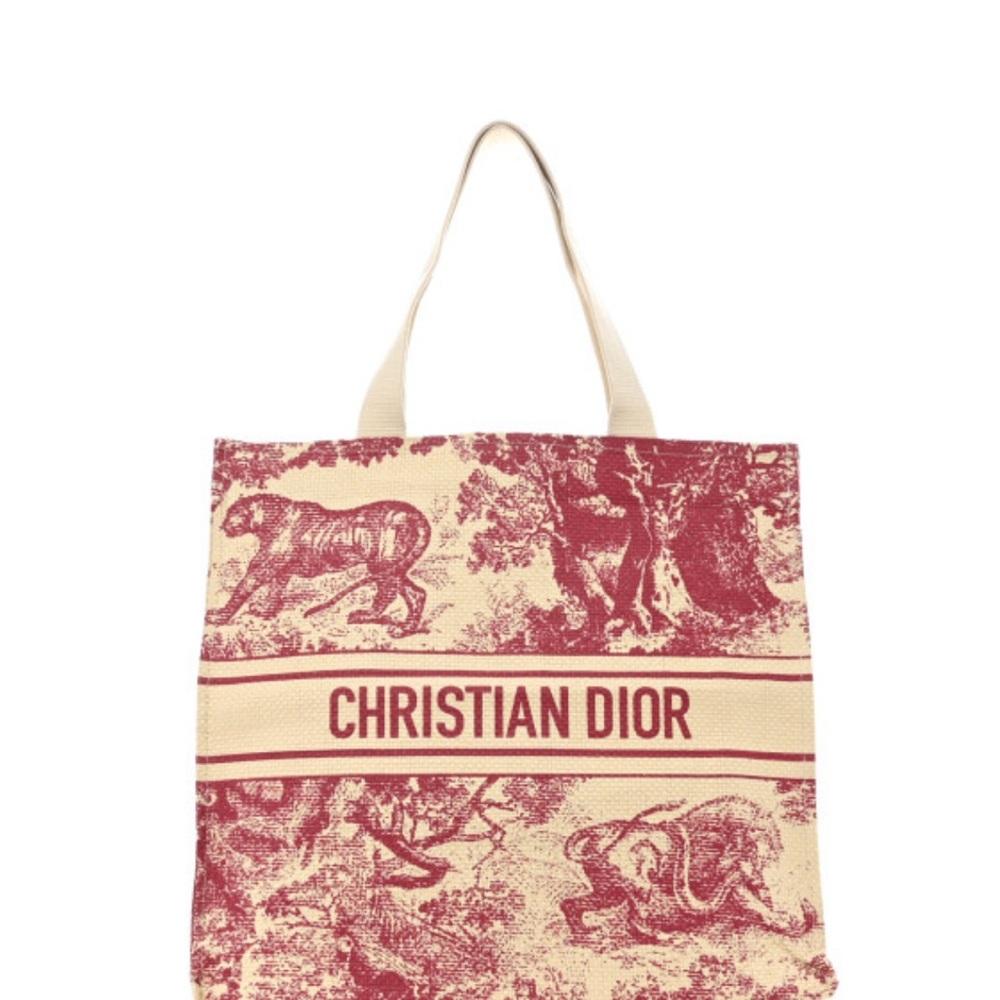 - Christian Dior Straw Dioriviera tote Red